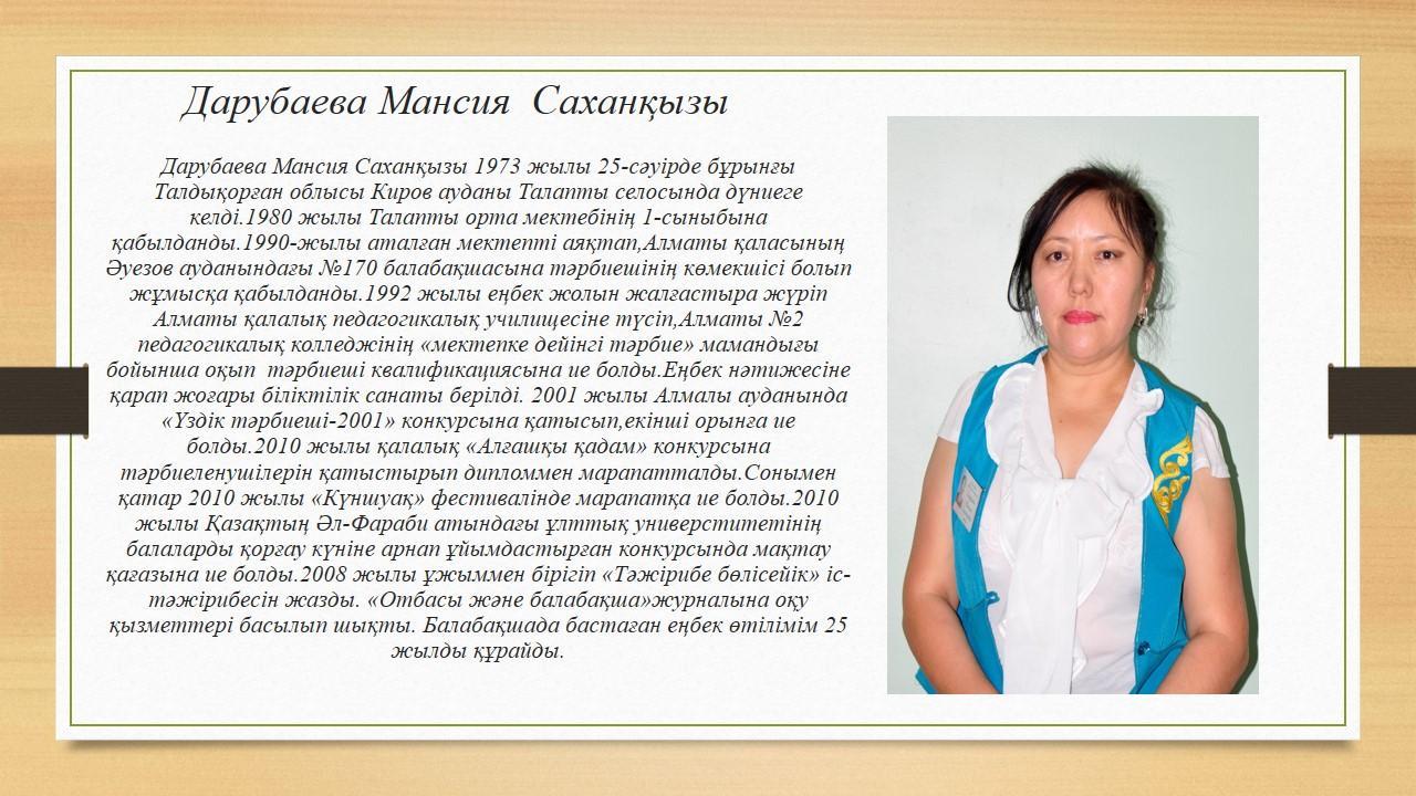Дарубаева Мансия Саханқызы
